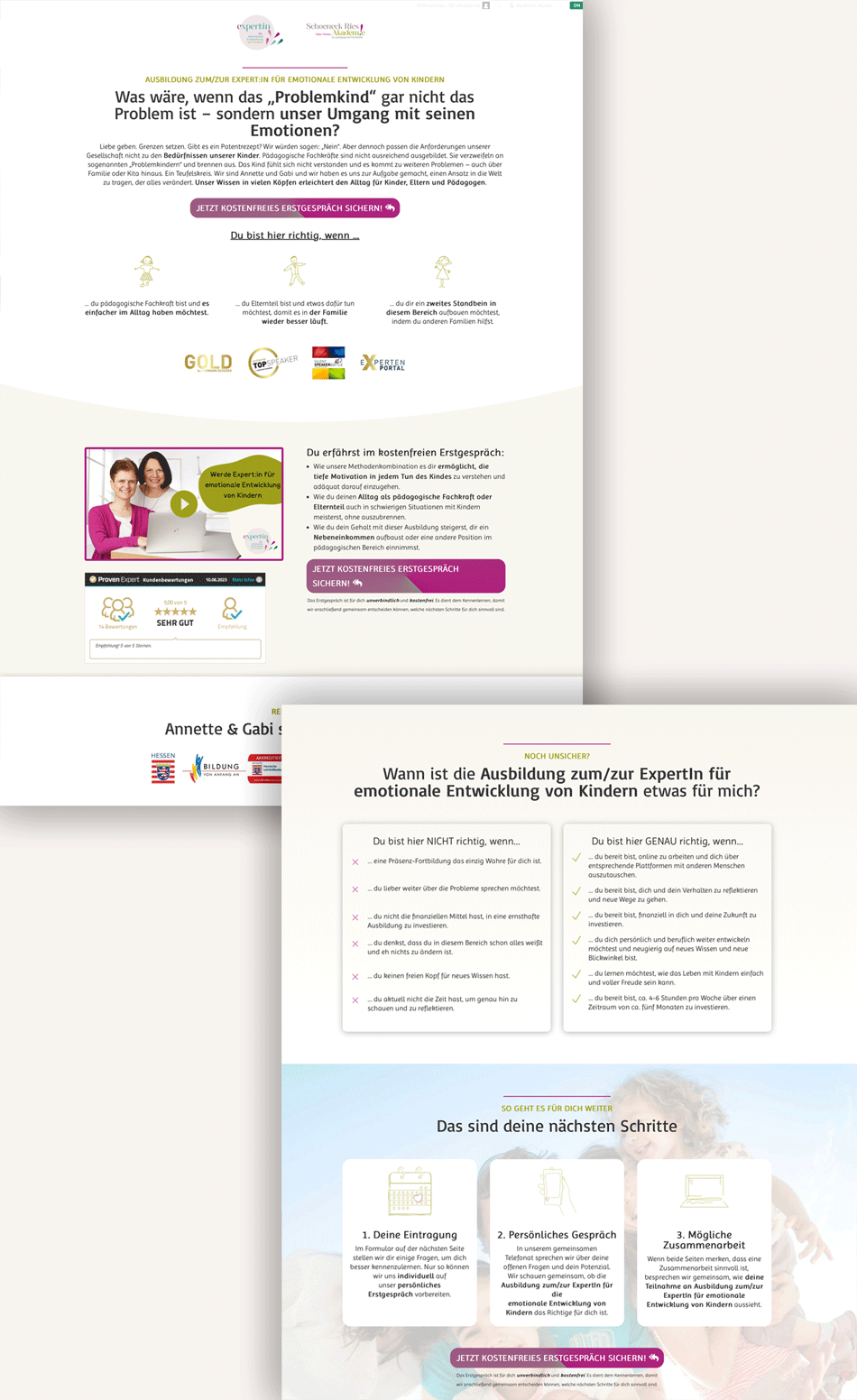 Relaunch Bildungsakademie – Landingpage VORHER