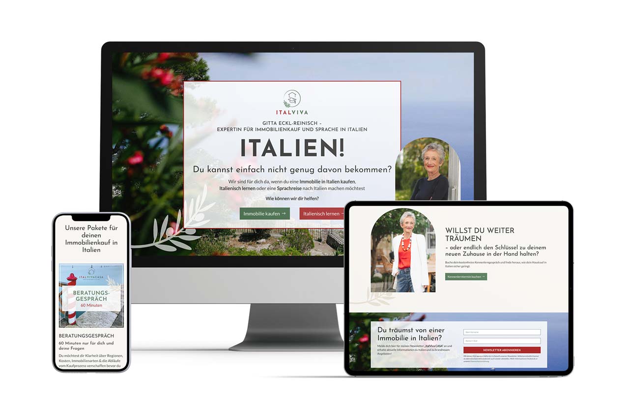 Case Study: ItalViva – zwei Themenwelten, eine starke Personal Brand Website Relauch für ItalViva, Gitta Eckl-Reinisch, München